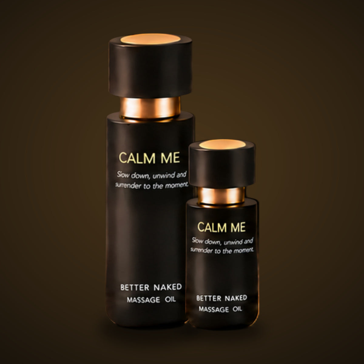 Calm Me massage oil, 120 mL and 30 mL bottles